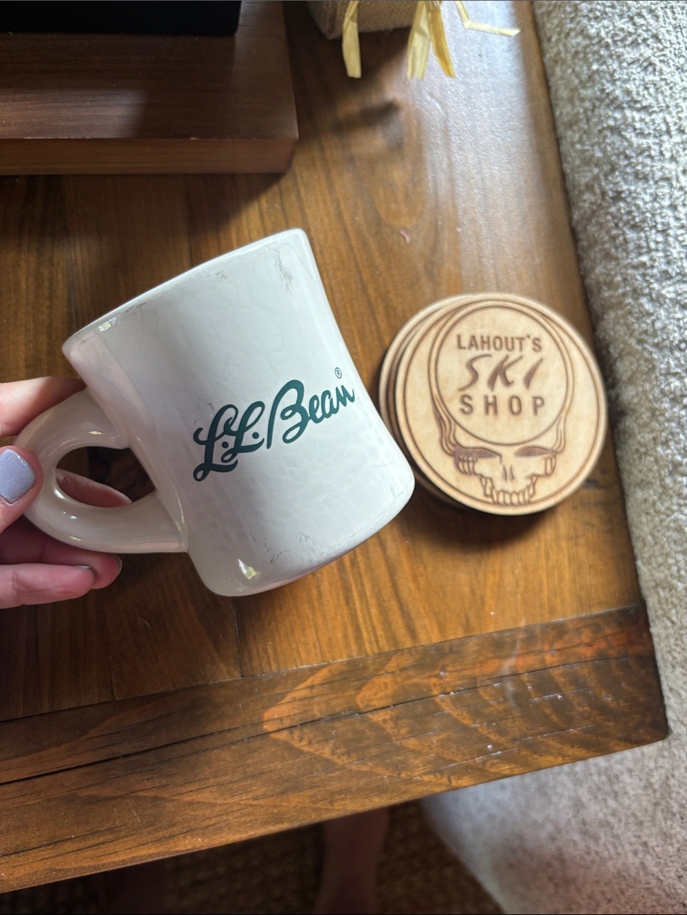 L.L. Bean White Mug with Green Script Logo